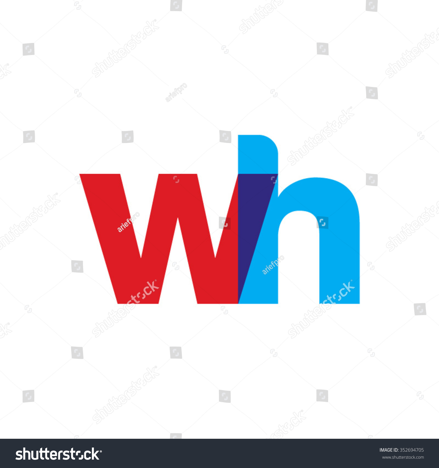 lowercase wh logo, red blue overlap transparent - Royalty Free Stock ...