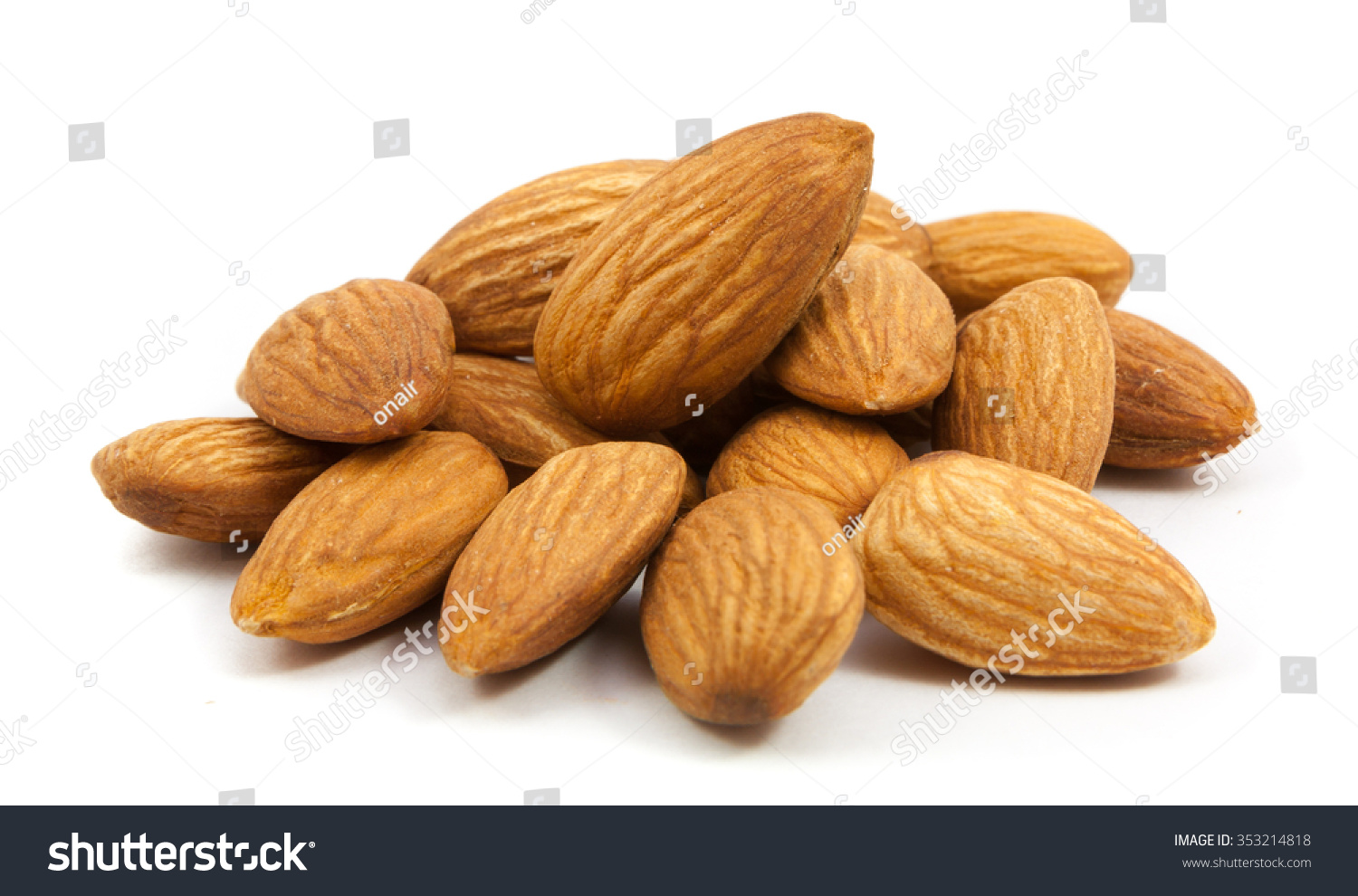 group of almonds isolated on white #353214818