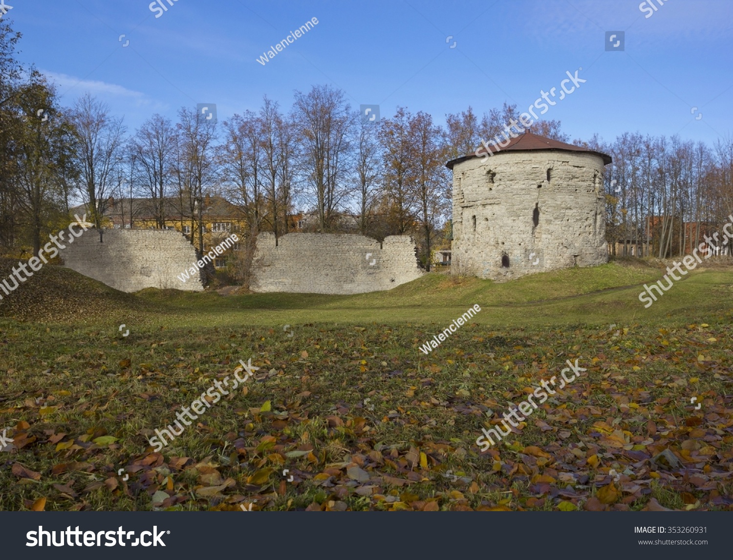 Old tower of 16-th century in Pskov, Russia #353260931