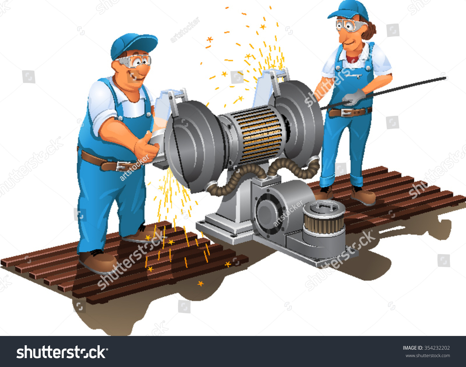 Safety. Manual Worke.Work Bench Grinders - Royalty Free Stock Vector ...