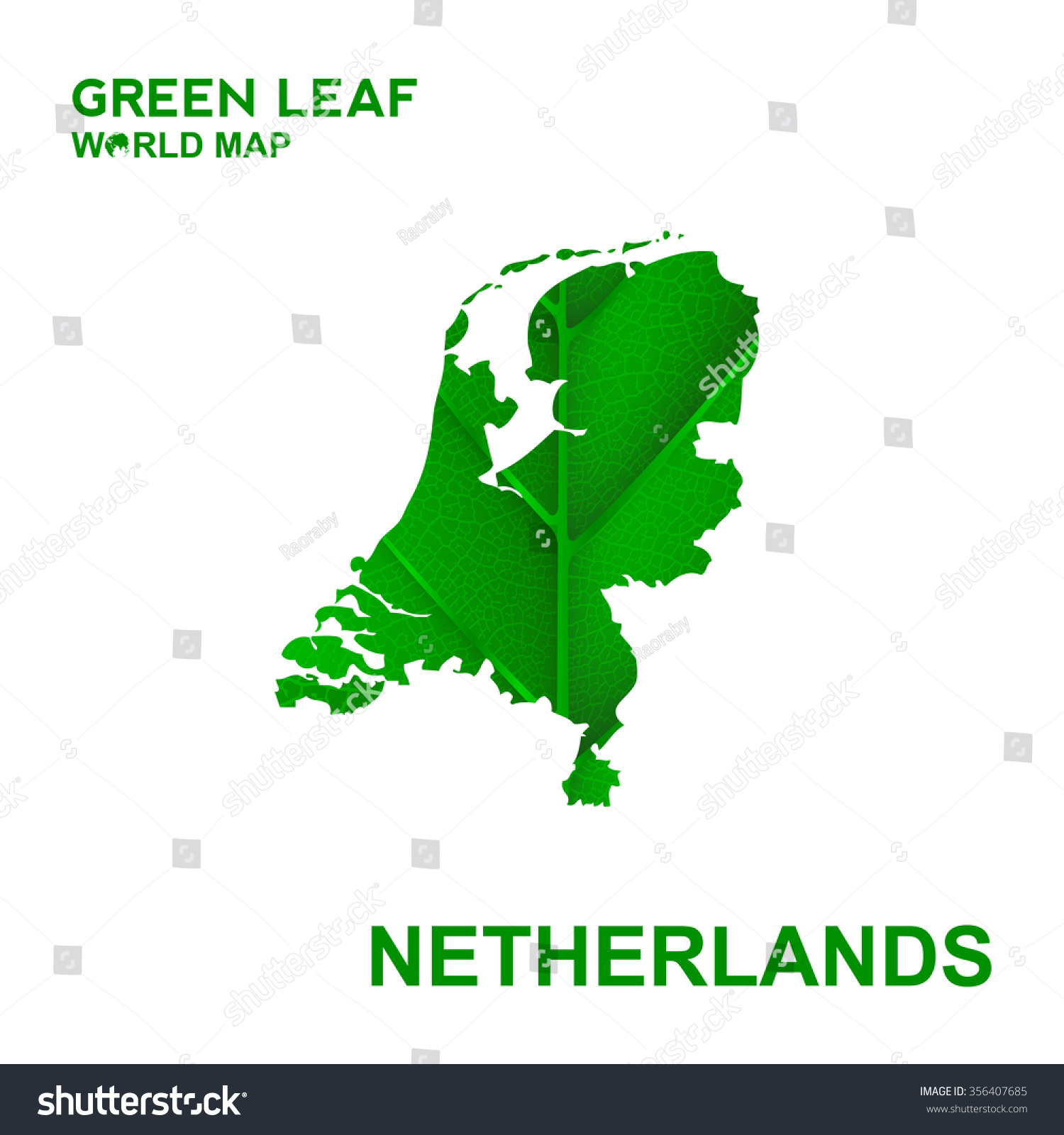 Map Of Netherlands,Nature green leaf, vector illustration #356407685