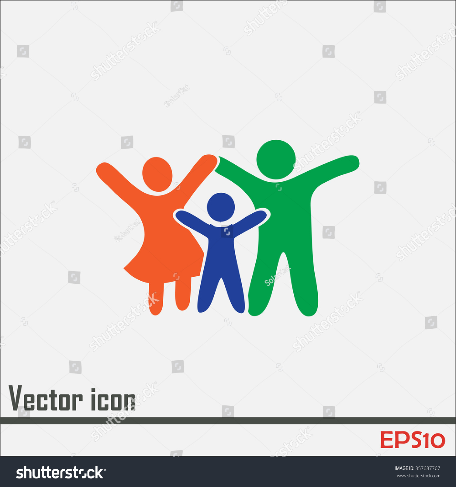 Happy Family Icon In Simple Figures, Dad, Mom - Royalty Free Stock ...