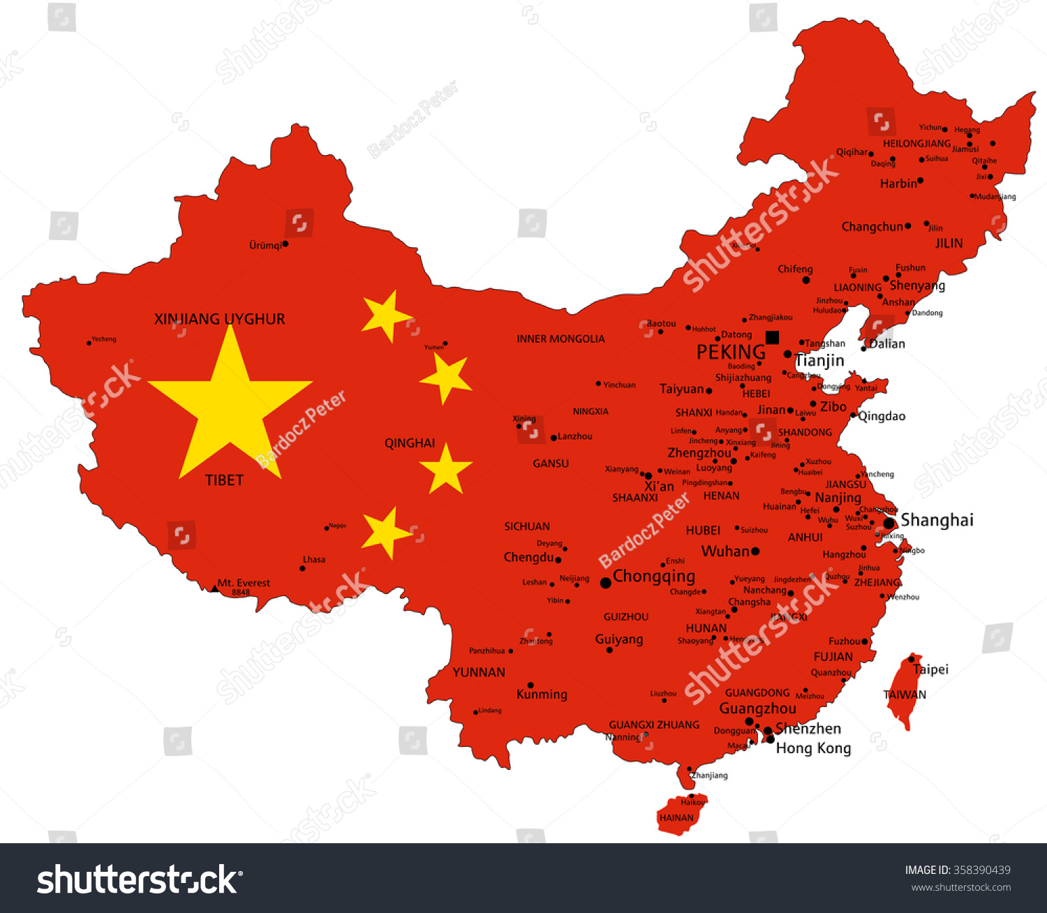 China Highly Detailed Political Map With Royalty Free Stock Vector 358390439 4547