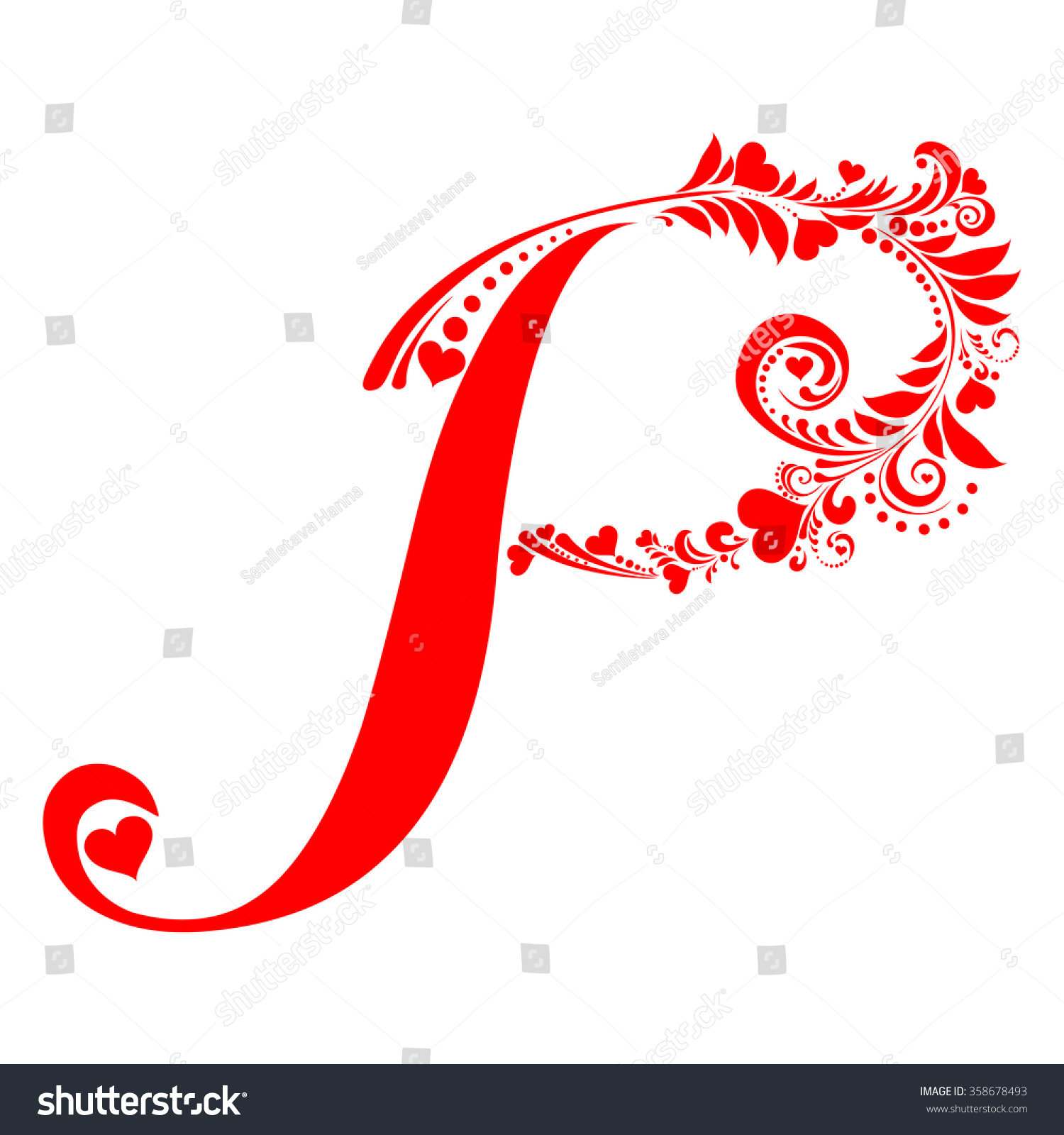 Letter P Isolated On White Romantic Letter Of Royalty Free Stock Vector 358678493 Avopix Com