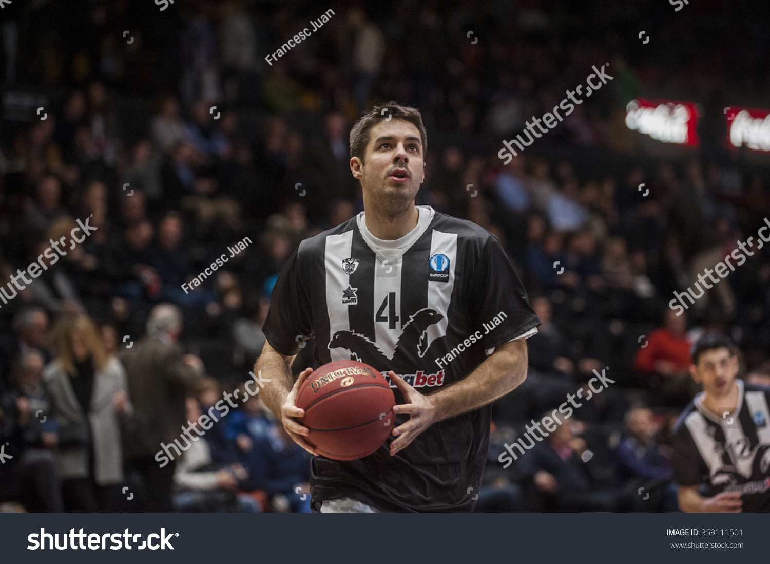 VALENCIA, SPAIN - JANUARY 6: Milenko Tepic during EUROCUP match between Valencia Basket and PAOK Thessaloniki at Fonteta Stadium on January 6, 2015 in Valencia, Spain #359111501
