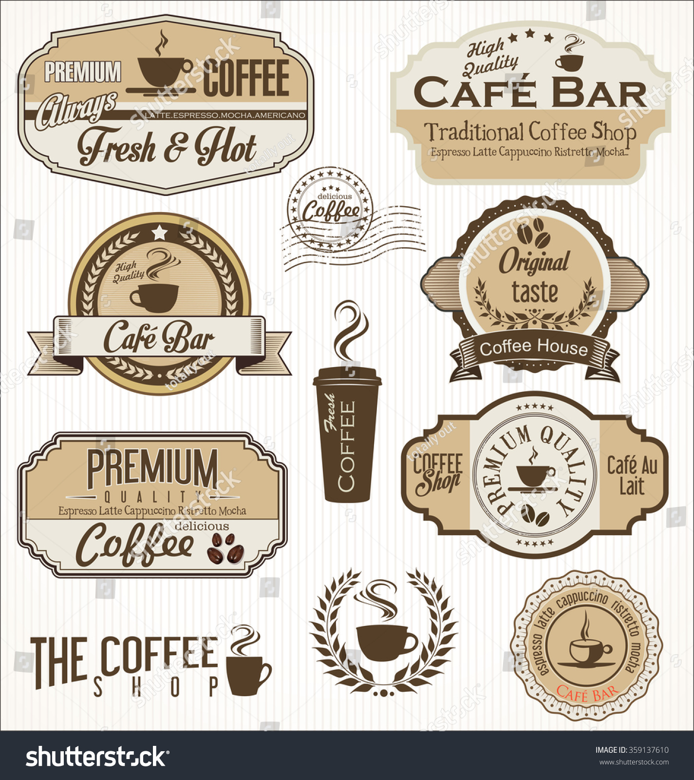 Coffee Labels - Royalty Free Stock Vector 359137610 - Avopix.com