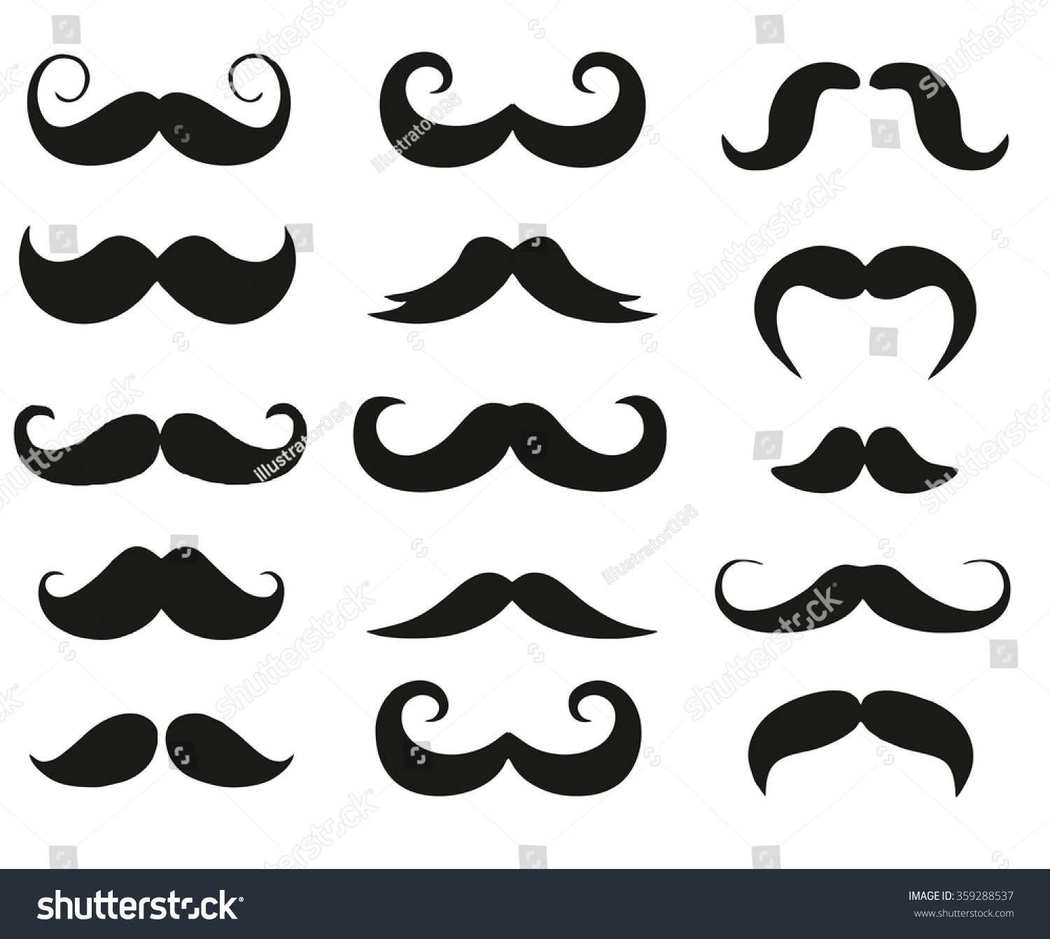 Vector Illustration Of Mustache Icons Isolated - Royalty Free Stock ...