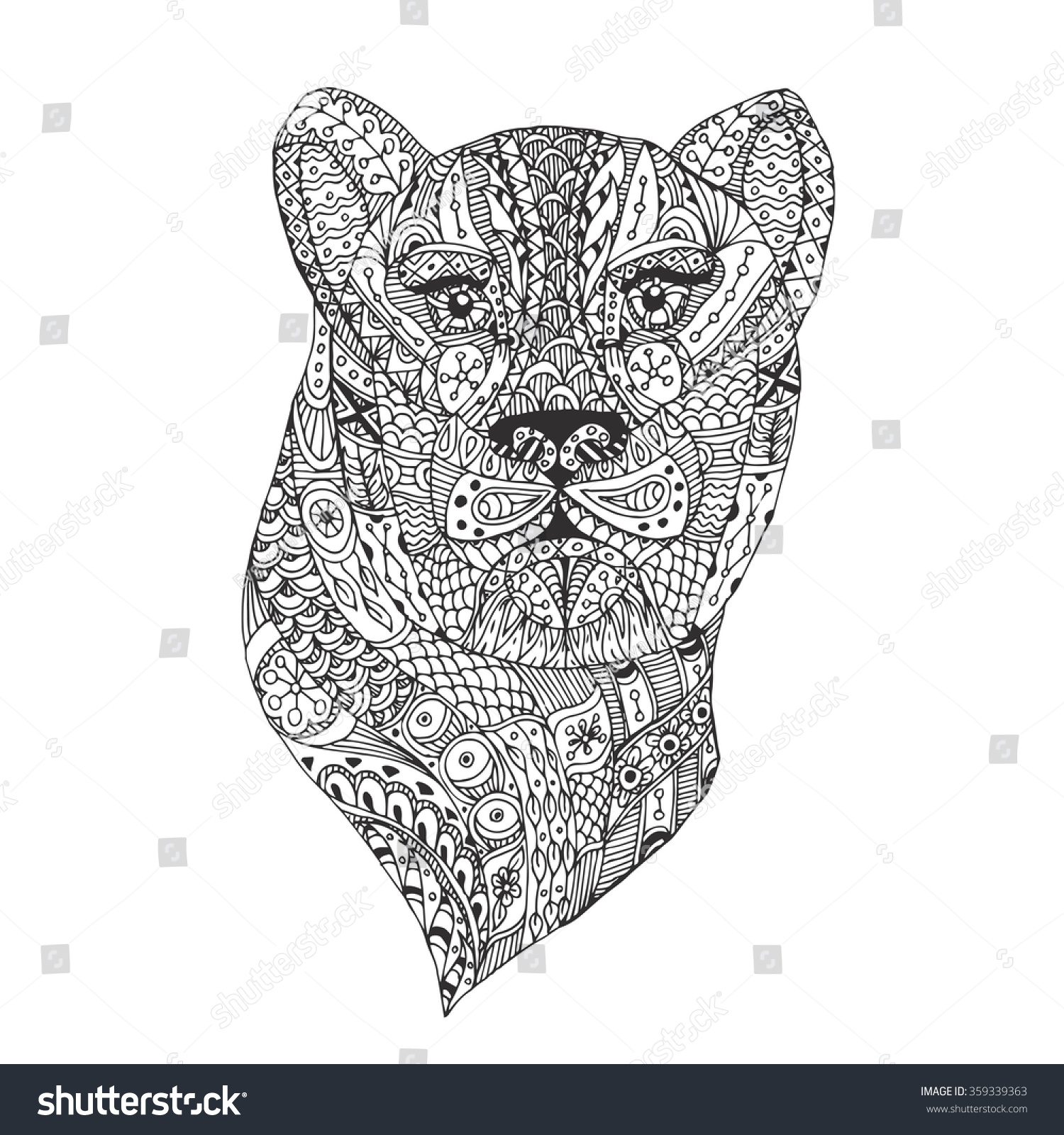 royalty free hand drawn leopard with ethnic floral for Porcupine Coloring Pages for Adults Baby