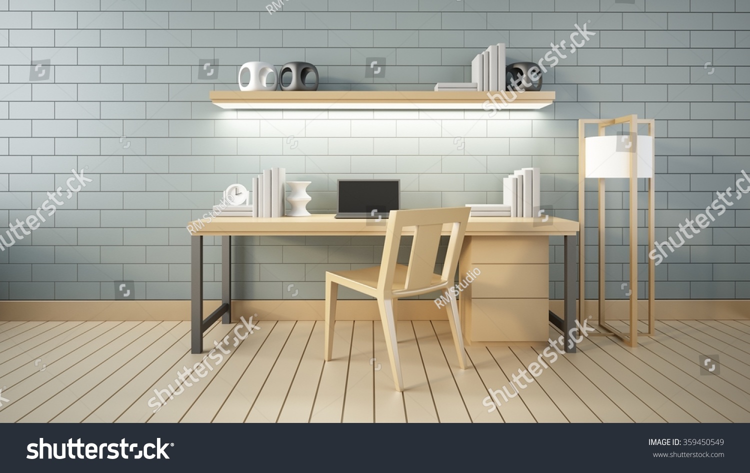 Modern interior Working room and office 3d render #359450549