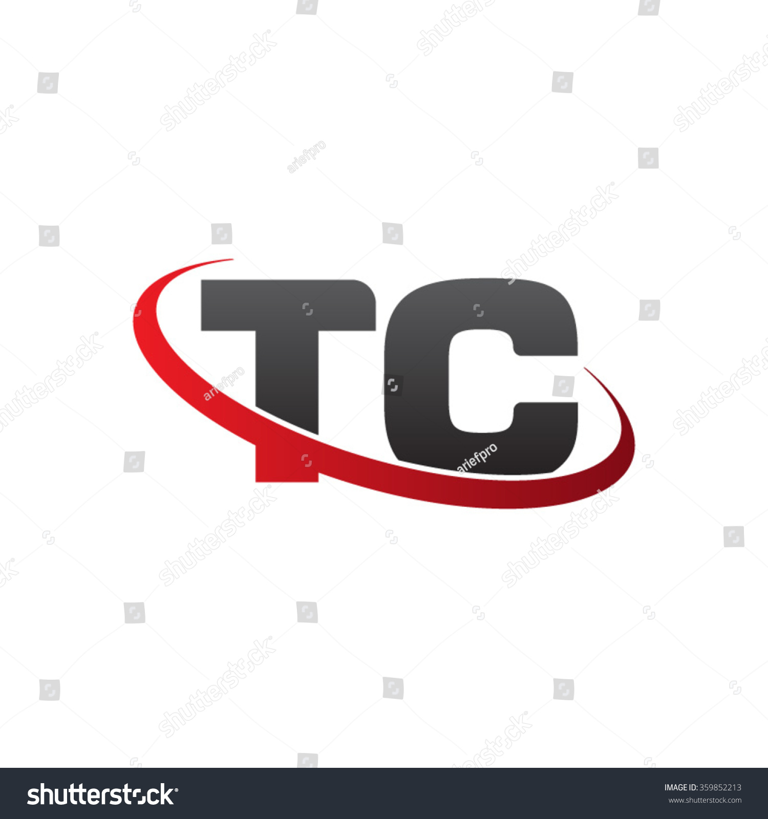 initial letter TC swoosh ring company logo red - Royalty Free Stock ...