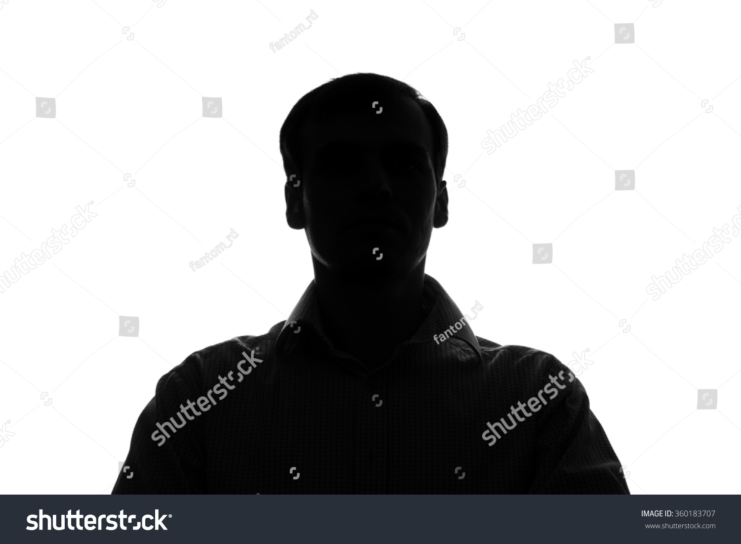 Portrait of a young man in front view - silhouette #360183707