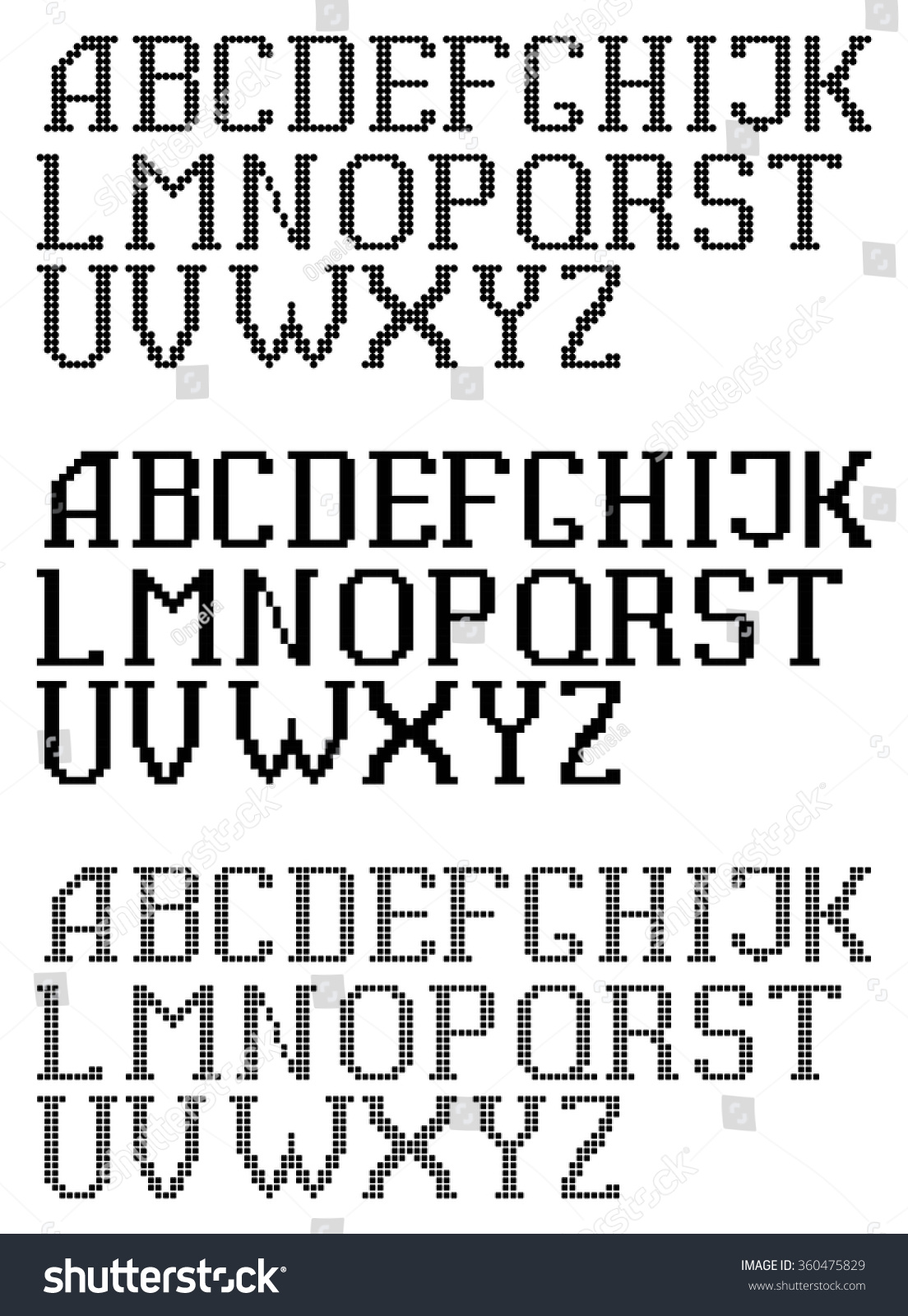 Three kind of vector pixel font, pixel, mosaic - Royalty Free Stock ...