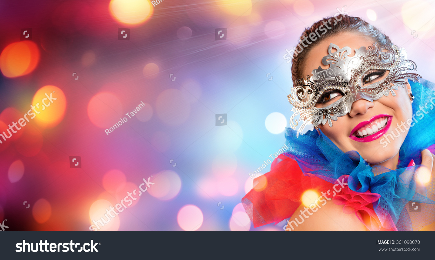 Attractive Woman Smiling With Carnival Mask
 #361090070