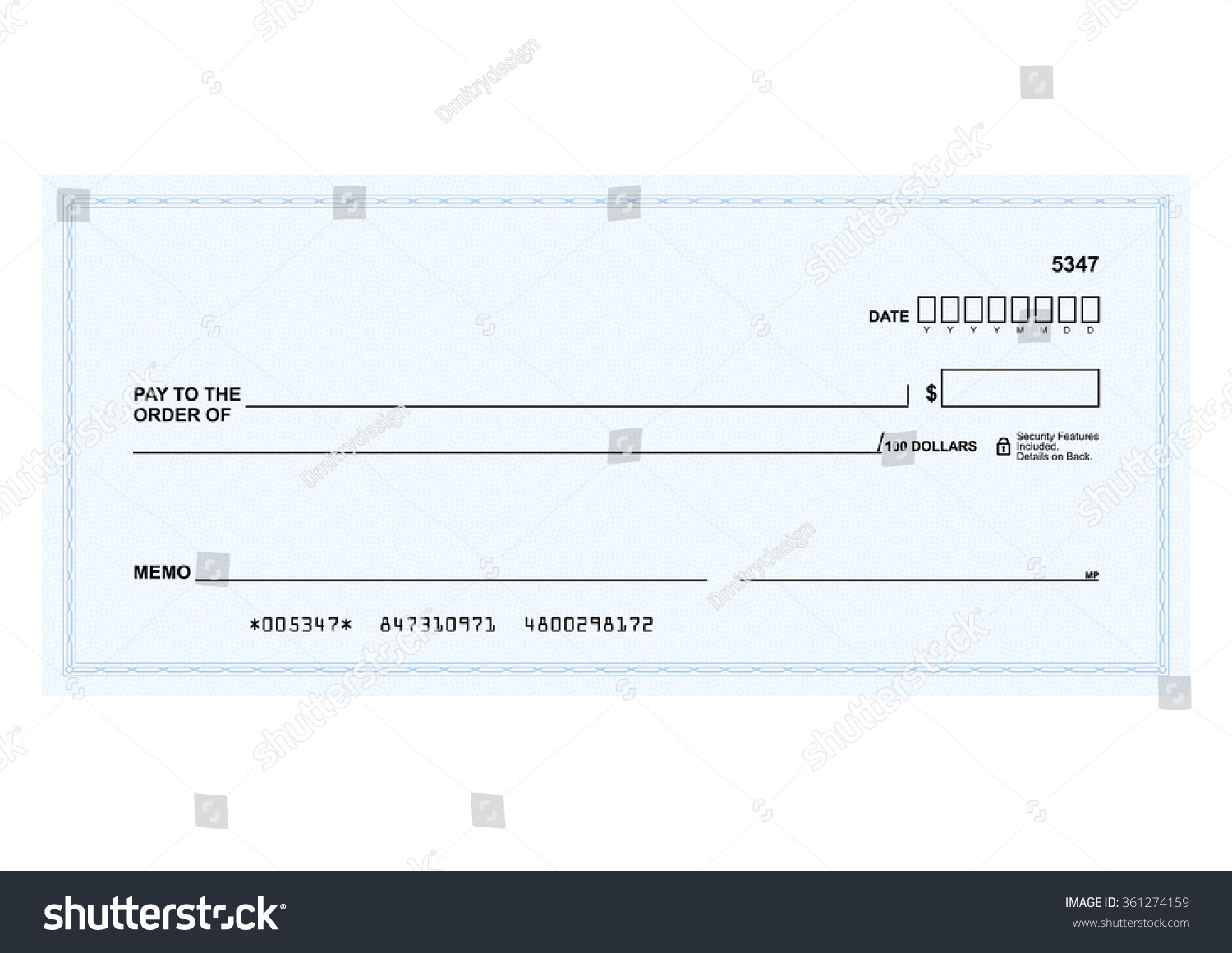 Template in vector - The blank form of a Bank - Royalty Free Stock With Large Blank Cheque Template