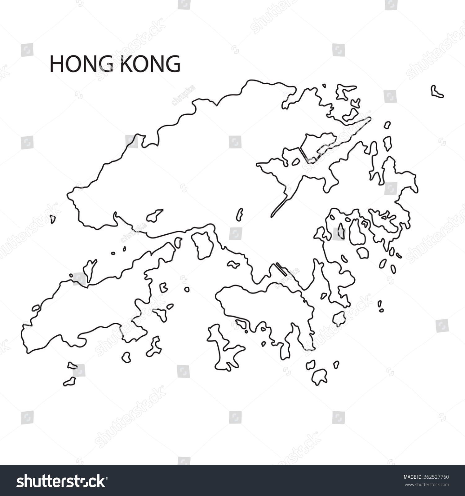 black outline of Hong Kong map - Royalty Free Stock Vector 362527760 ...