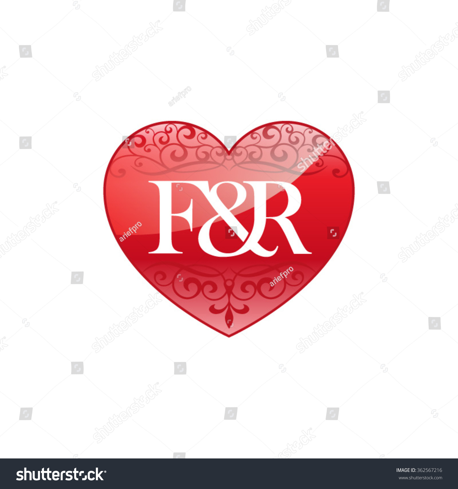 F R Initial Letter Couple Logo With Ornament Royalty Free Stock Vector Avopix Com