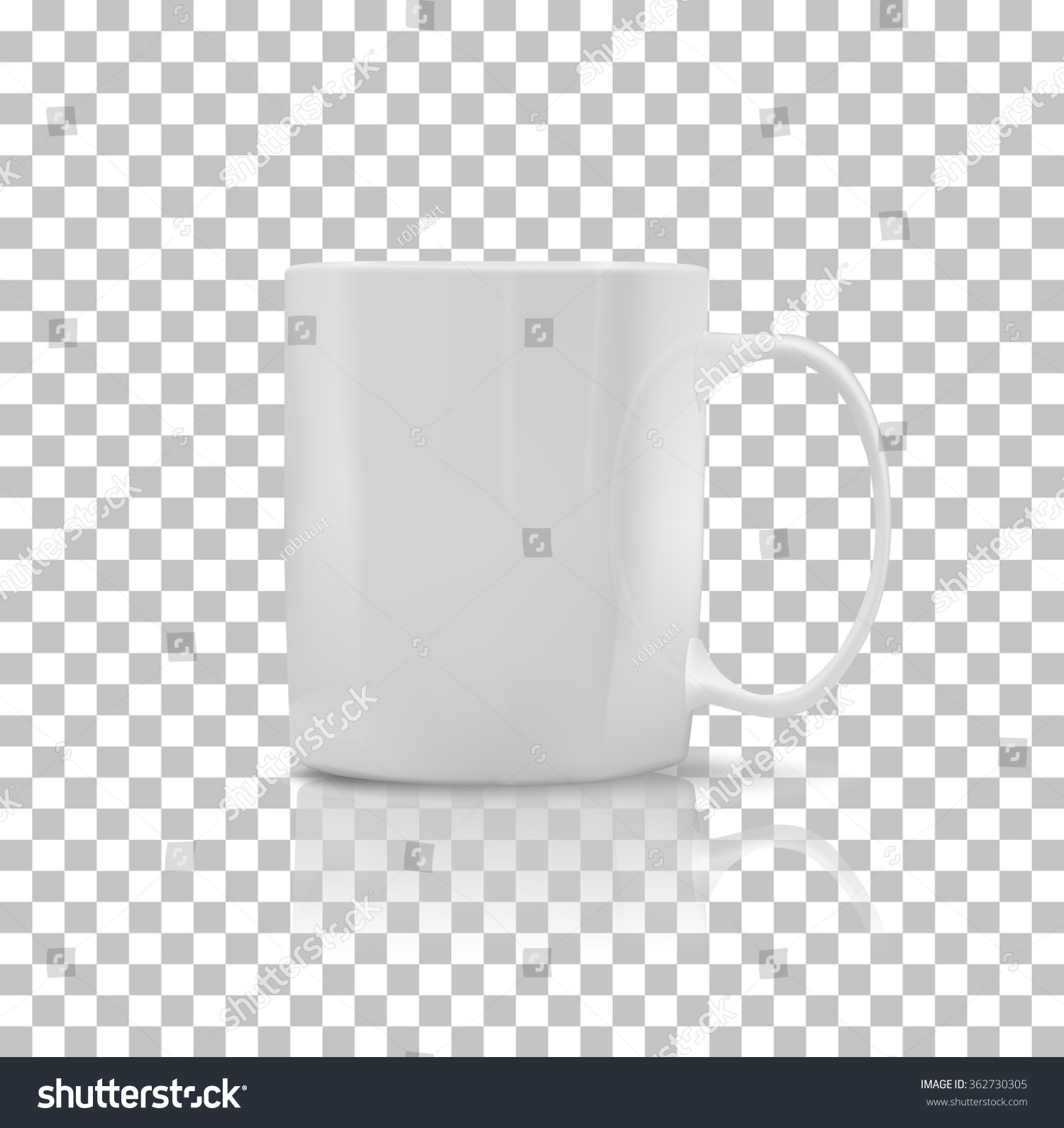Cup or mug white color. Object coffee or tea, ceramic utensil, beverage breakfast, refreshment caffeine, handle container, realistic glossy elegance cup. Cup icon. Transparent background #362730305