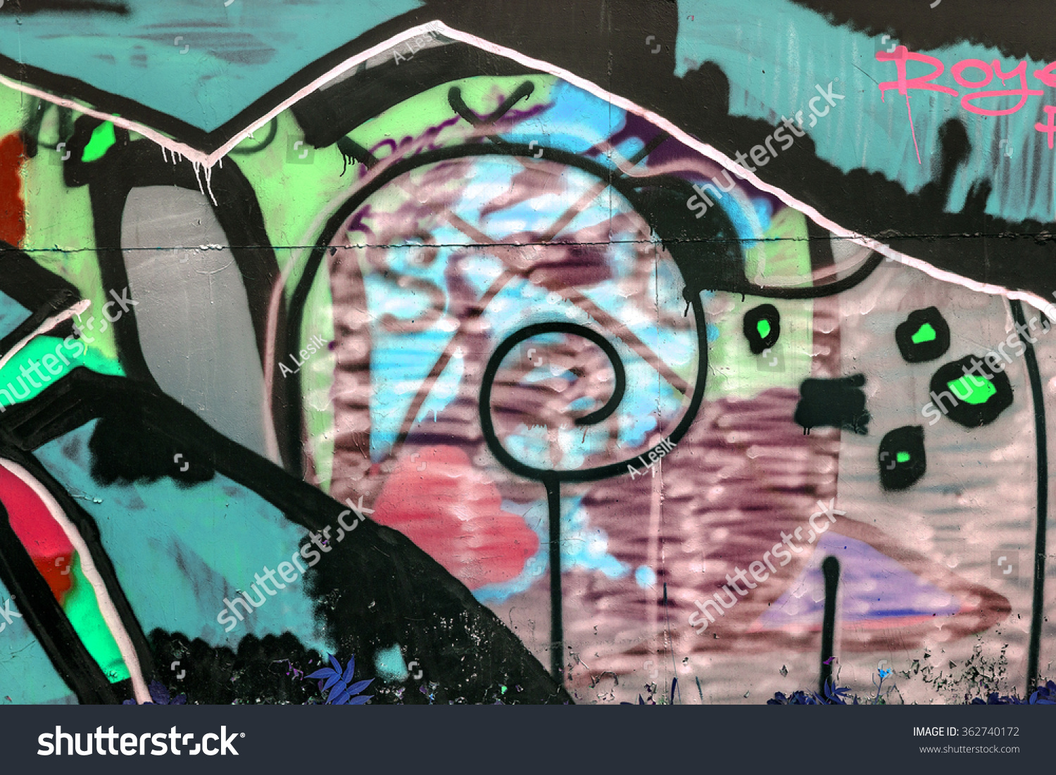 Beautiful street art graffiti. Abstract creative drawing fashion colors on the walls of the city. Urban Contemporary Culture #362740172