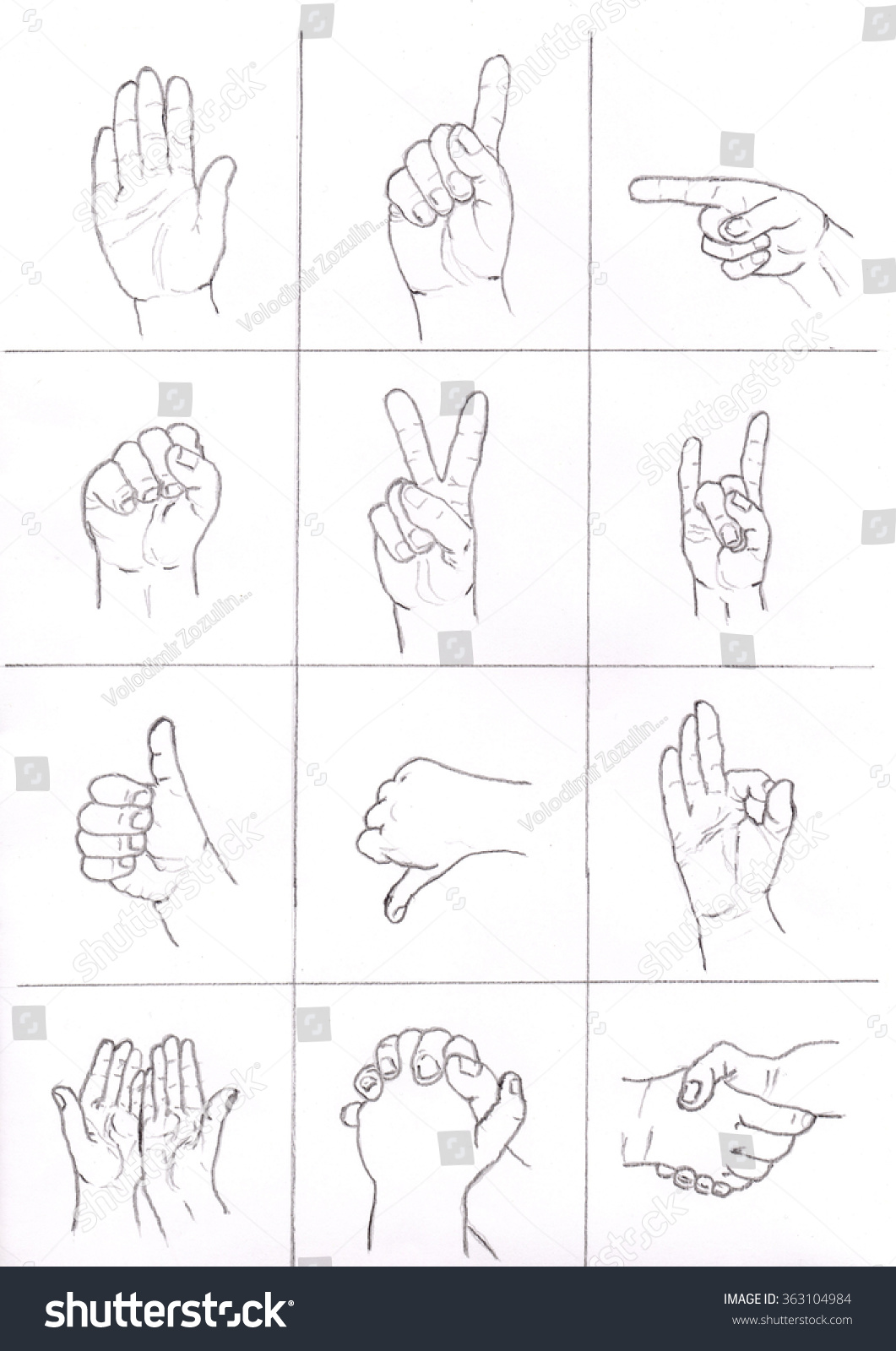 Human Hand collection different hands gestures, - Royalty Free Stock ...