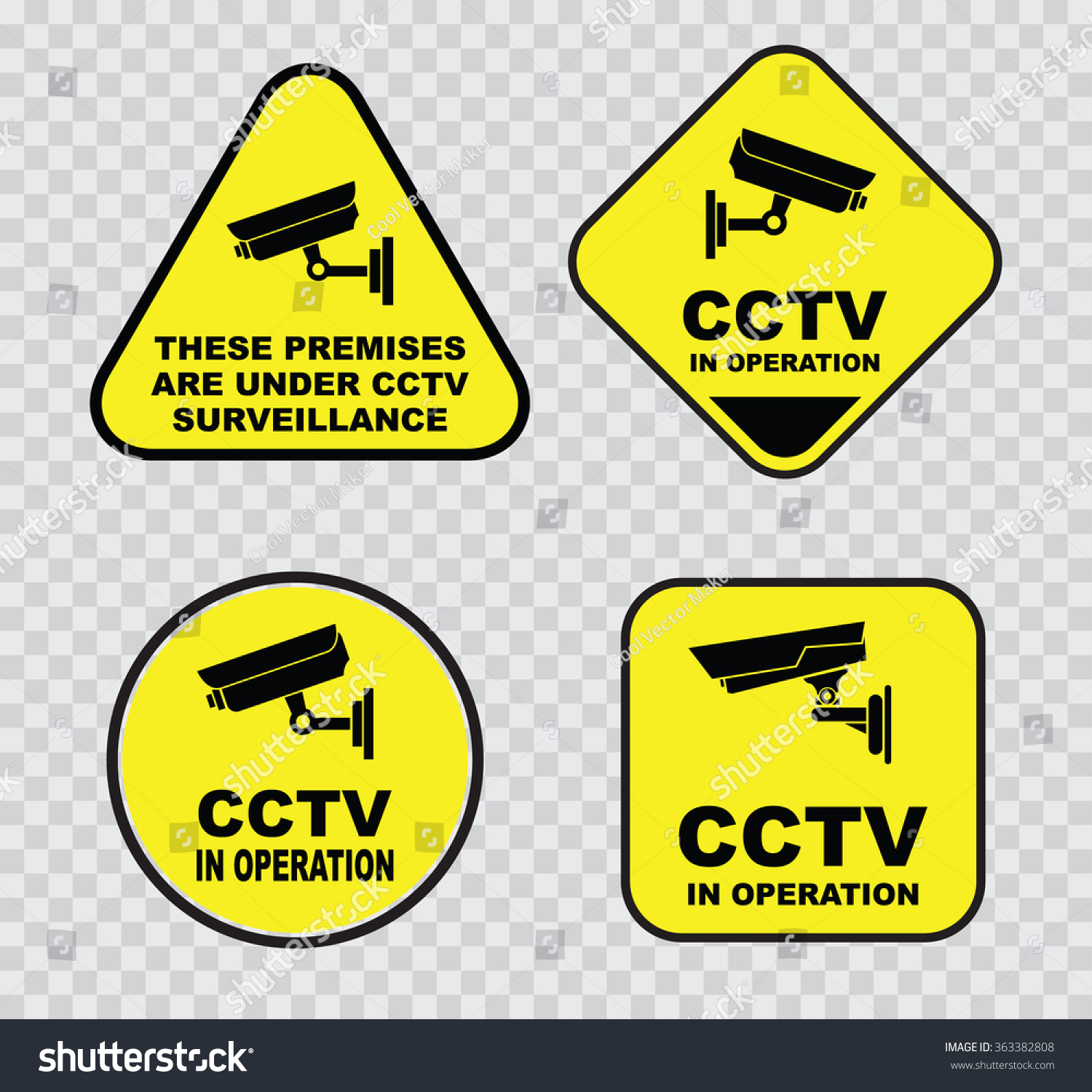 set of Closed Circuit Television (CCTV) Signs. - Royalty Free Stock ...