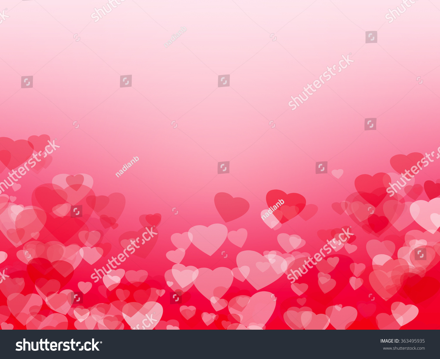 Background with red and white hearts. Symbol of love, copy space. #363495935