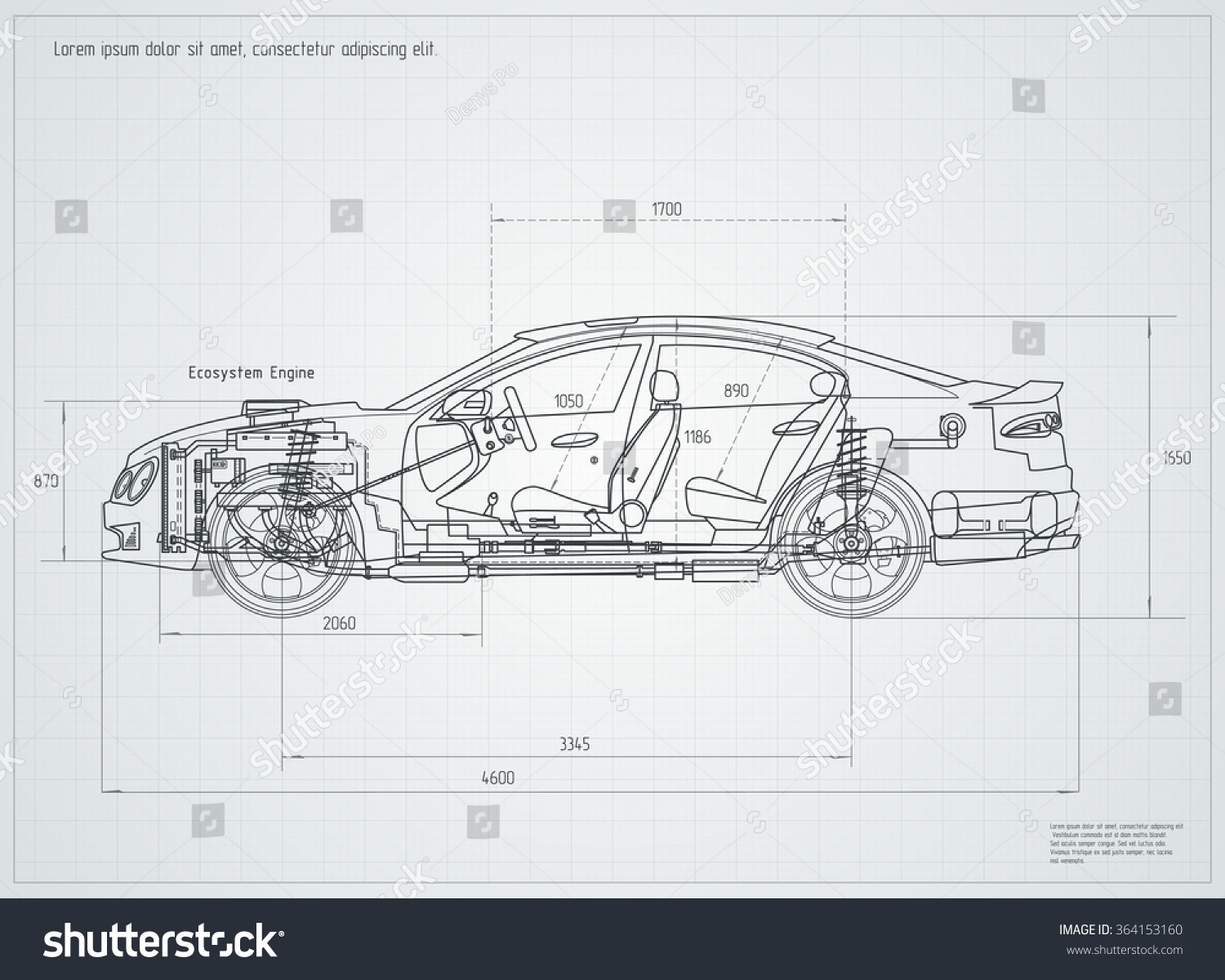 Detailed Engineering drawing of the car. Vector illustration
 #364153160