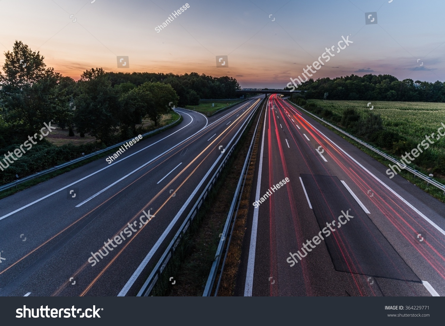 sunset over a german highway #364229771