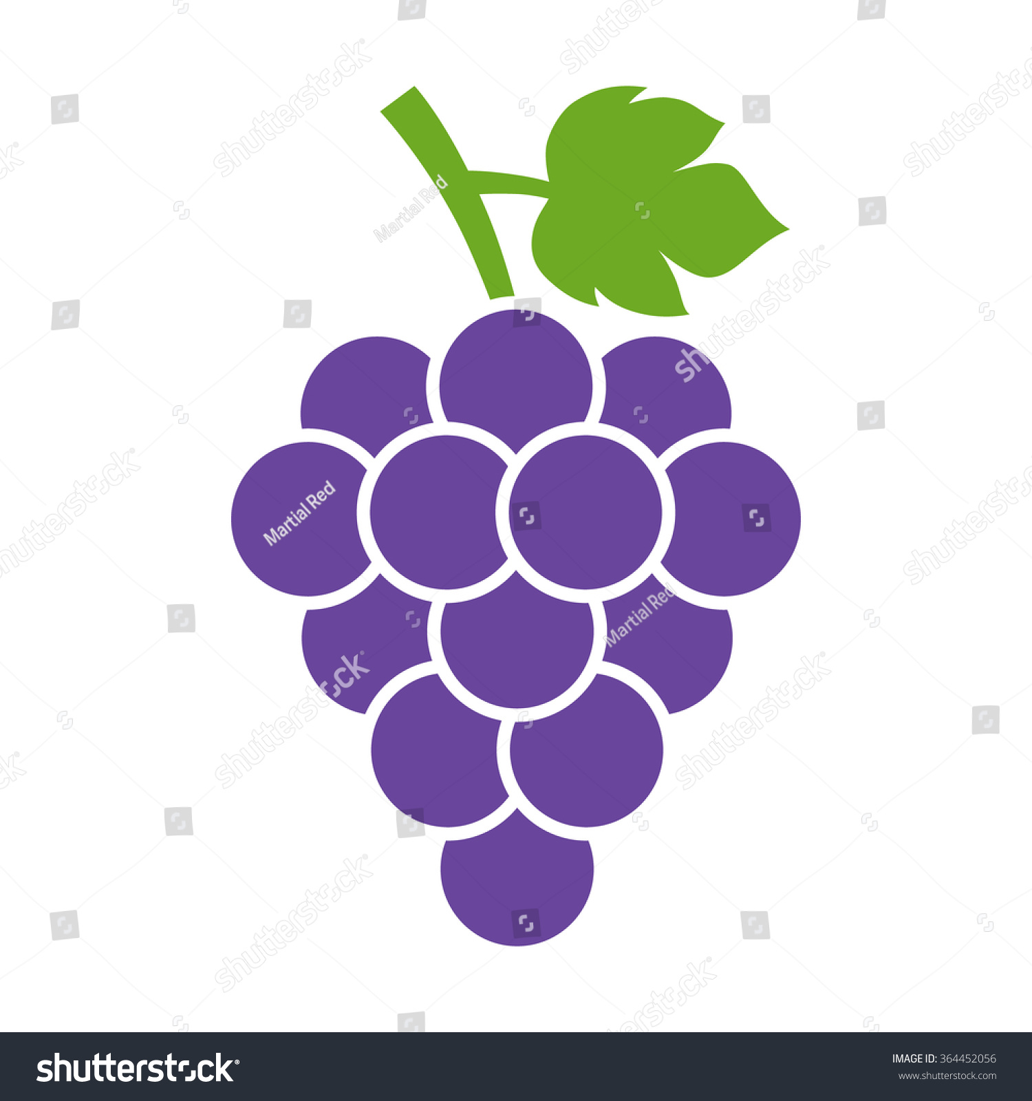 Bunch of wine grapes with leaf flat purple vector icon for food apps and websites #364452056