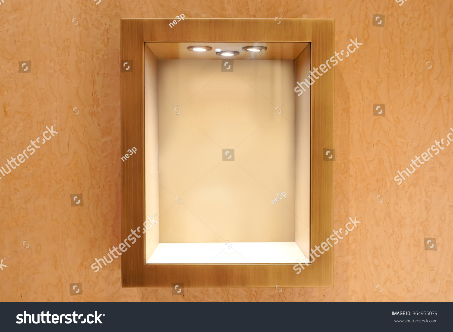 Neat wooden Empty glass showcase display #364955039