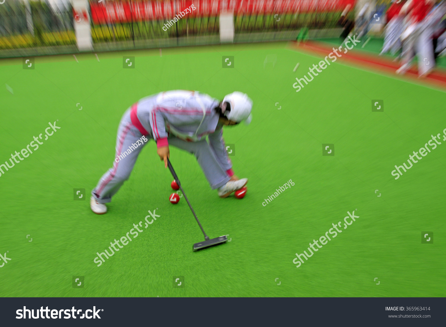 sportsman in Chinese gate ball match scene, Luannan County, Hebei Province, China.
 #365963414