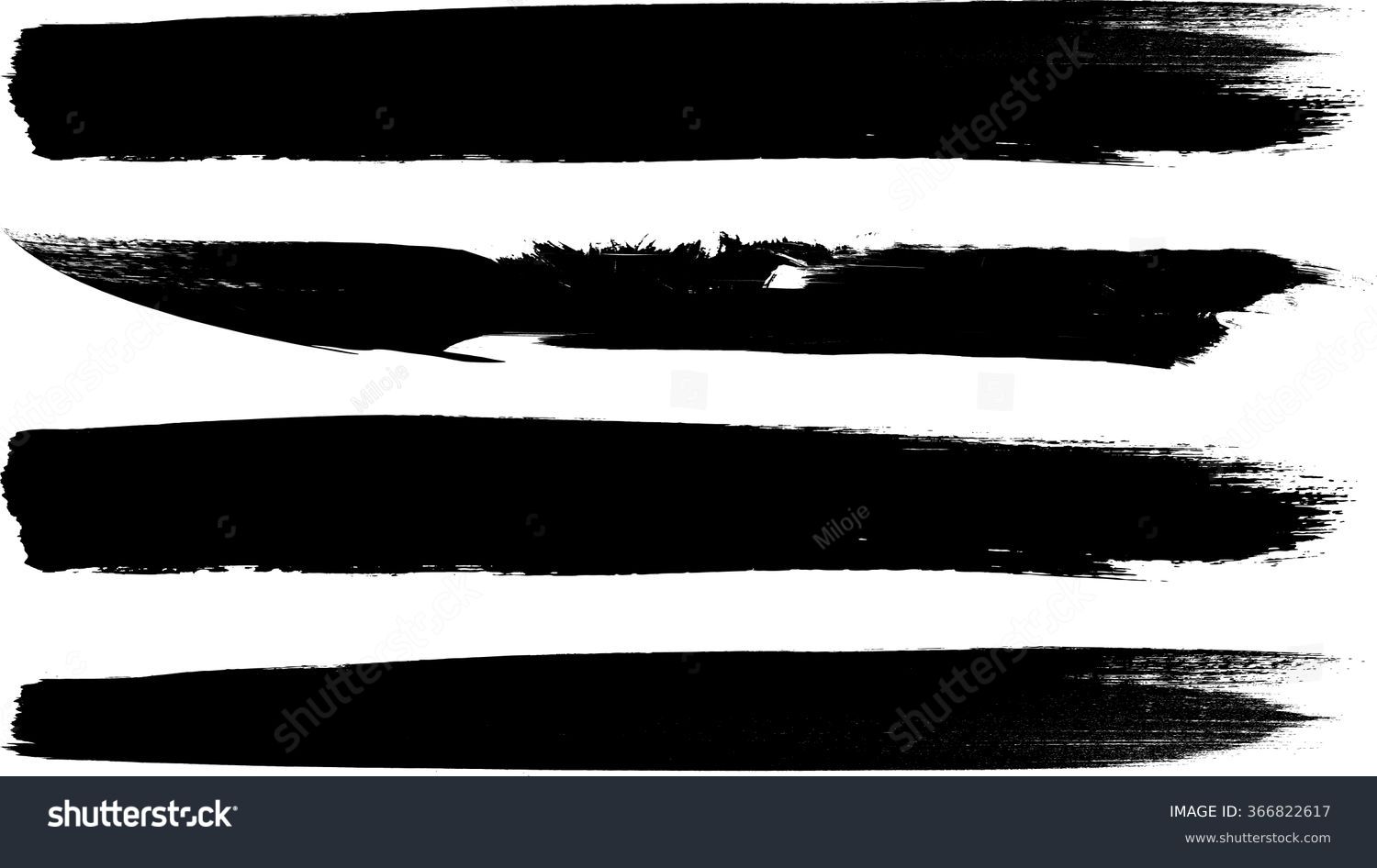 Grunge Paint stripe . Vector brush Stroke . Distressed banner . Black isolated paintbrush collection . Modern Textured shape . Dry border in Black  #366822617