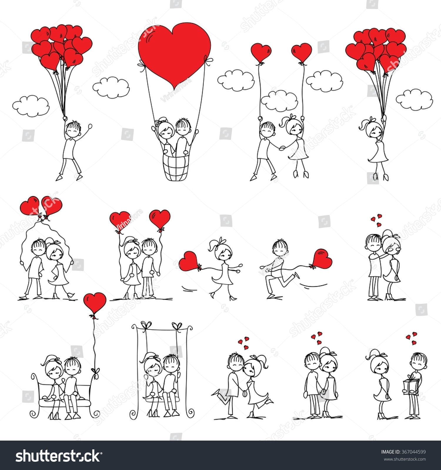 Valentine Doodle Boy And Girl In Love Vector Royalty Free Stock Vector Avopix Com