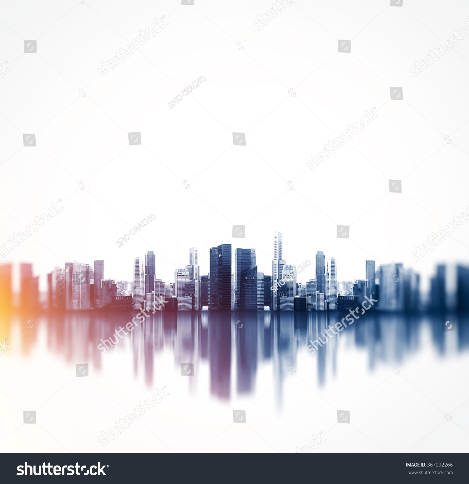 Panoramic view of a megalopolis with reflection. Square #367092266