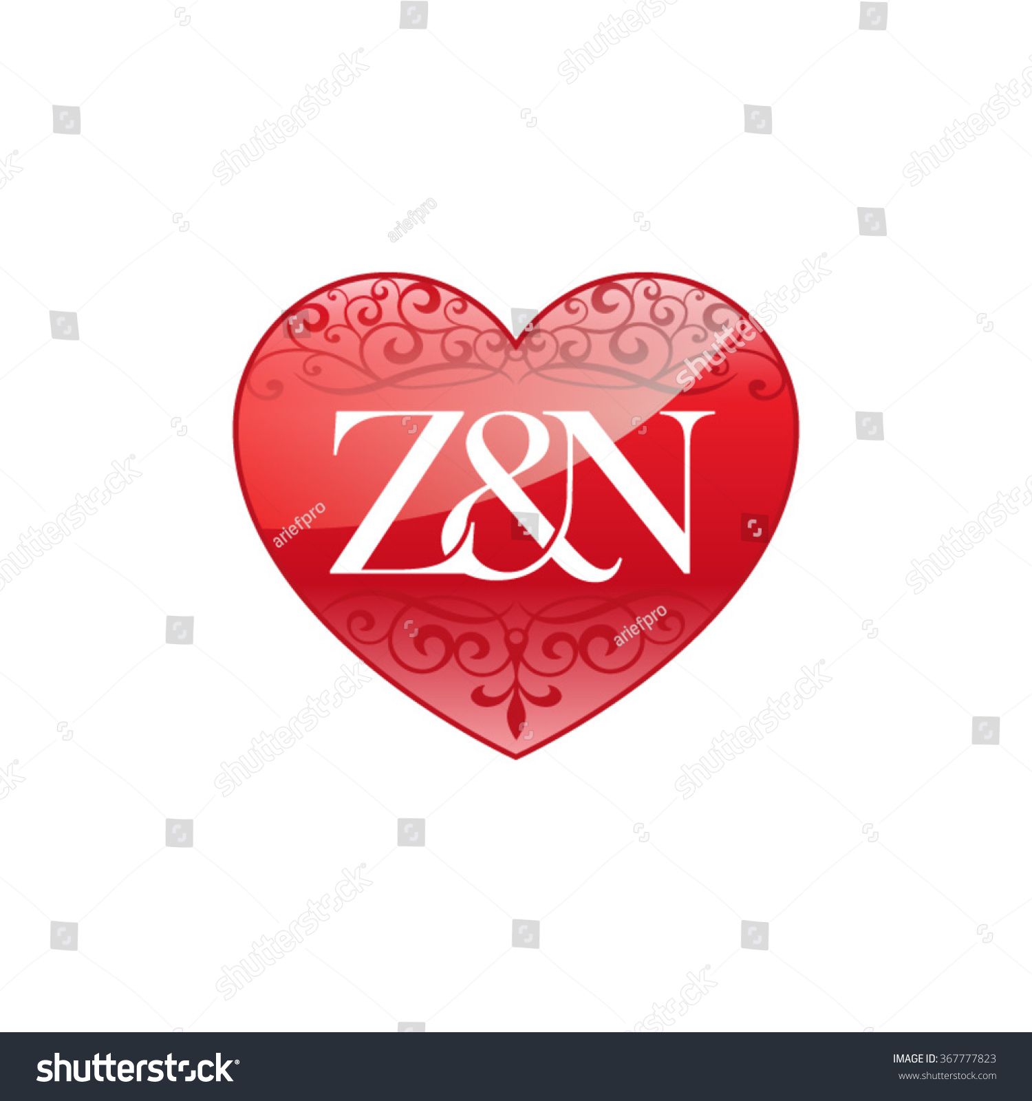 Z N Initial Letter Logo With Ornament Heart Royalty Free Stock Vector Avopix Com