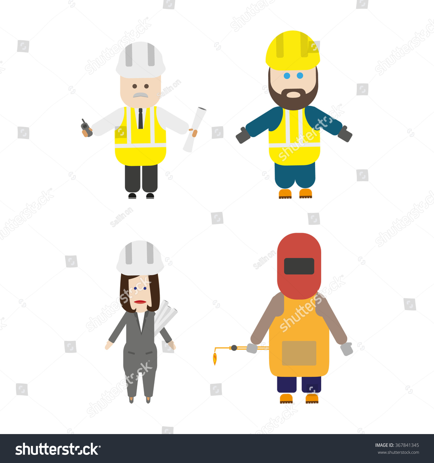 Set of construction team members. Engineer, - Royalty Free Stock Photo ...
