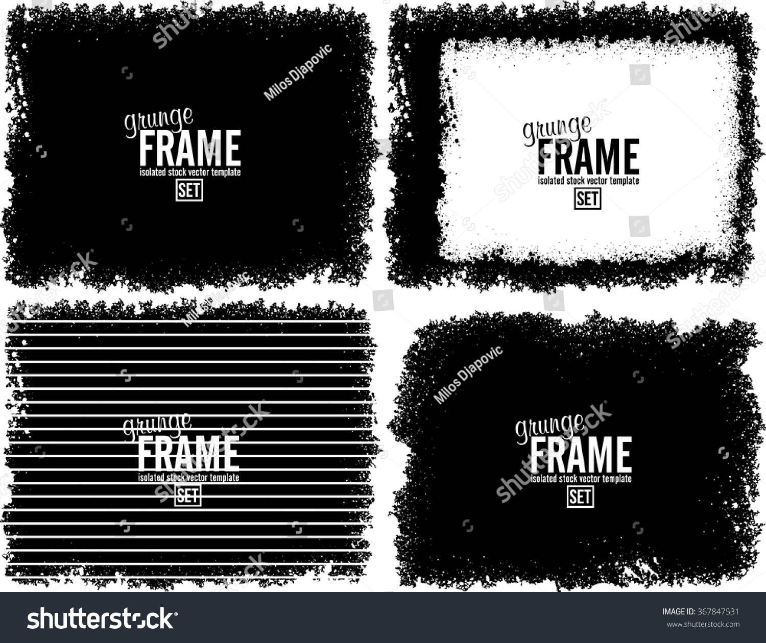 Grunge frame texture set - Abstract design template. Isolated stock vector set - easy to use #367847531