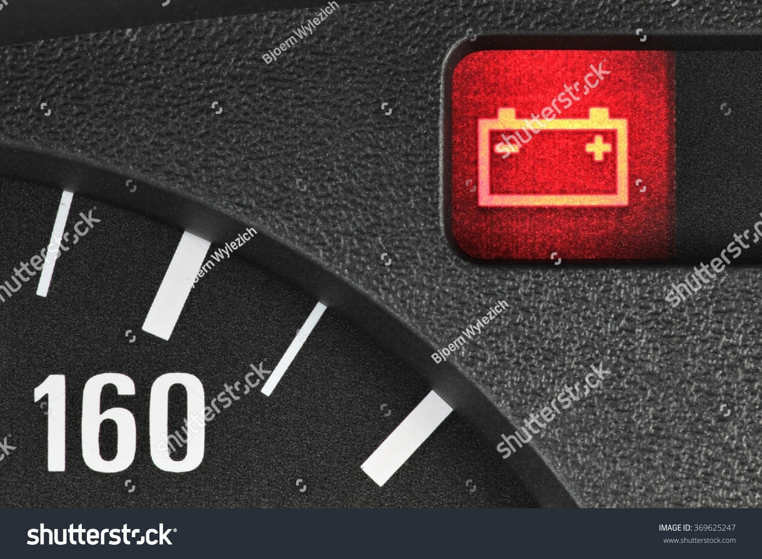 battery warning light in car dashboard #369625247