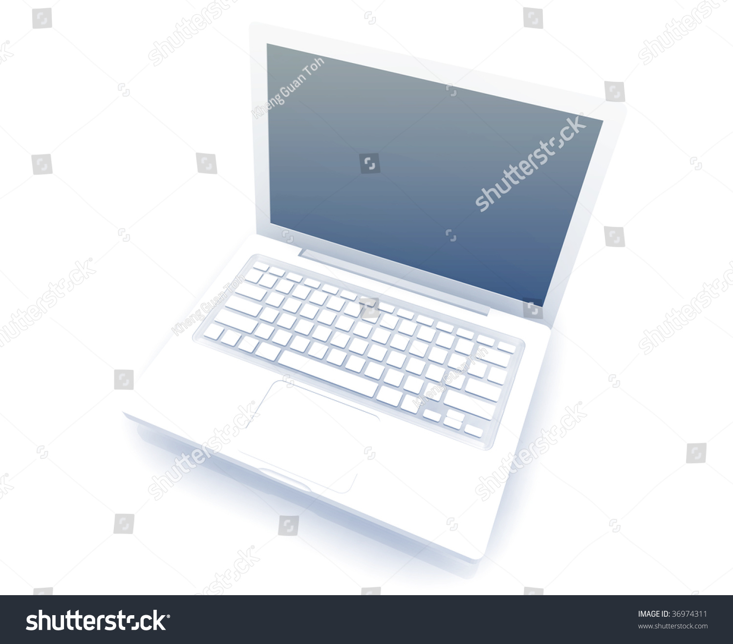 Notebook laptop computer illustration glossy metal style isolated #36974311
