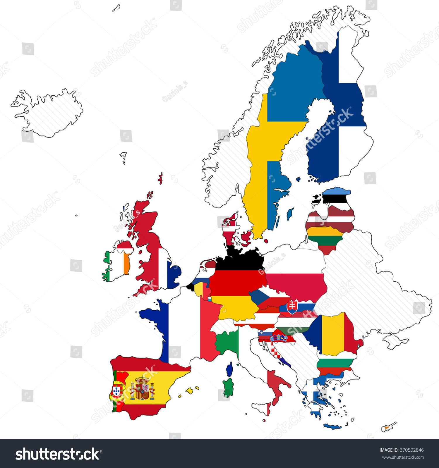 European Union map with flags. Illustration on - Royalty Free Stock ...