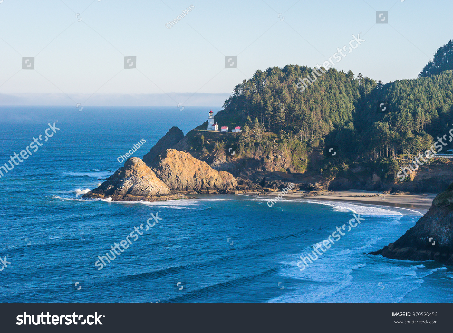 some scenic view of  Lighthouse in the morning in west coast,usa. #370520456