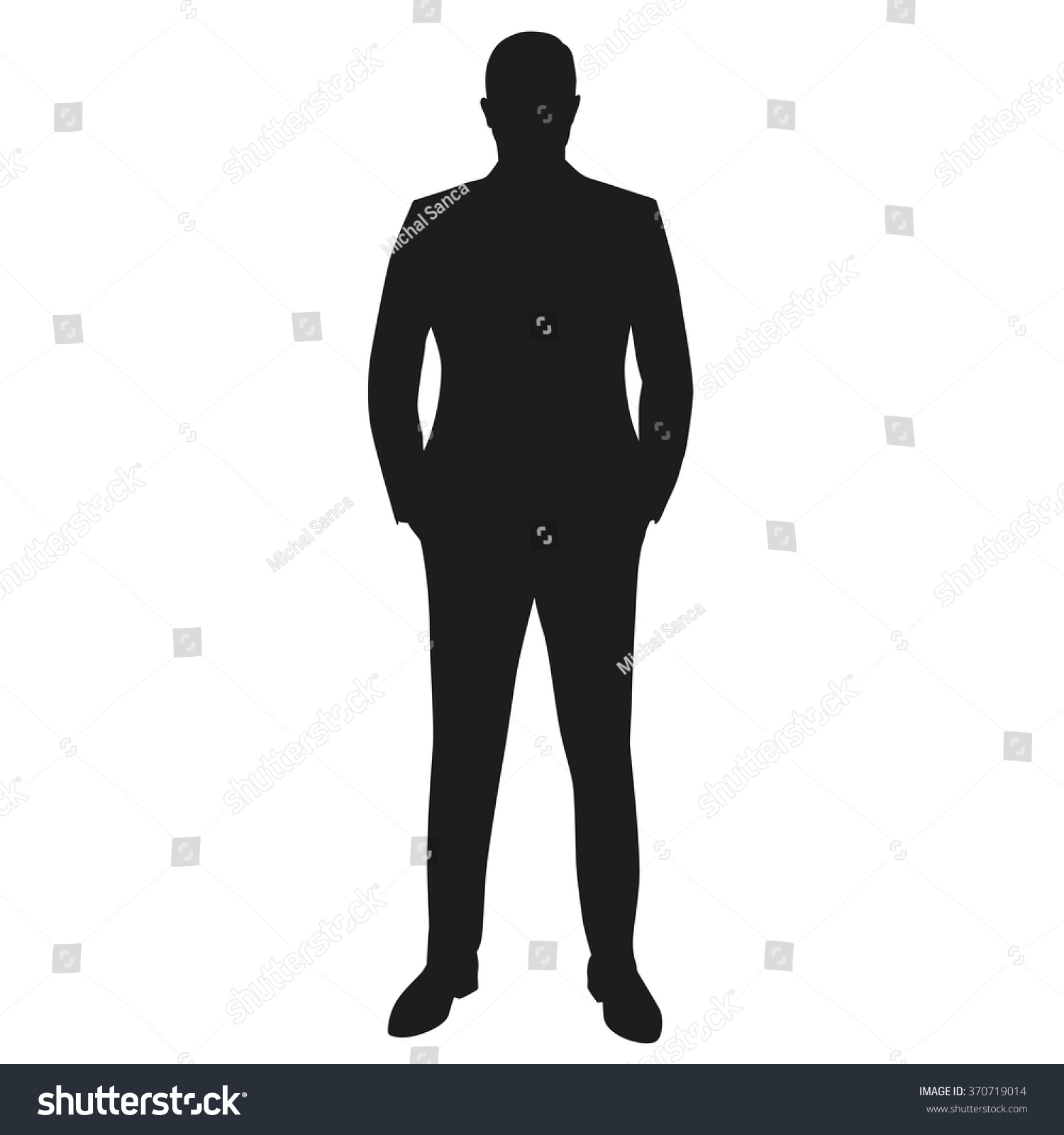 Businessman in suit, isolated vector silhouette #370719014