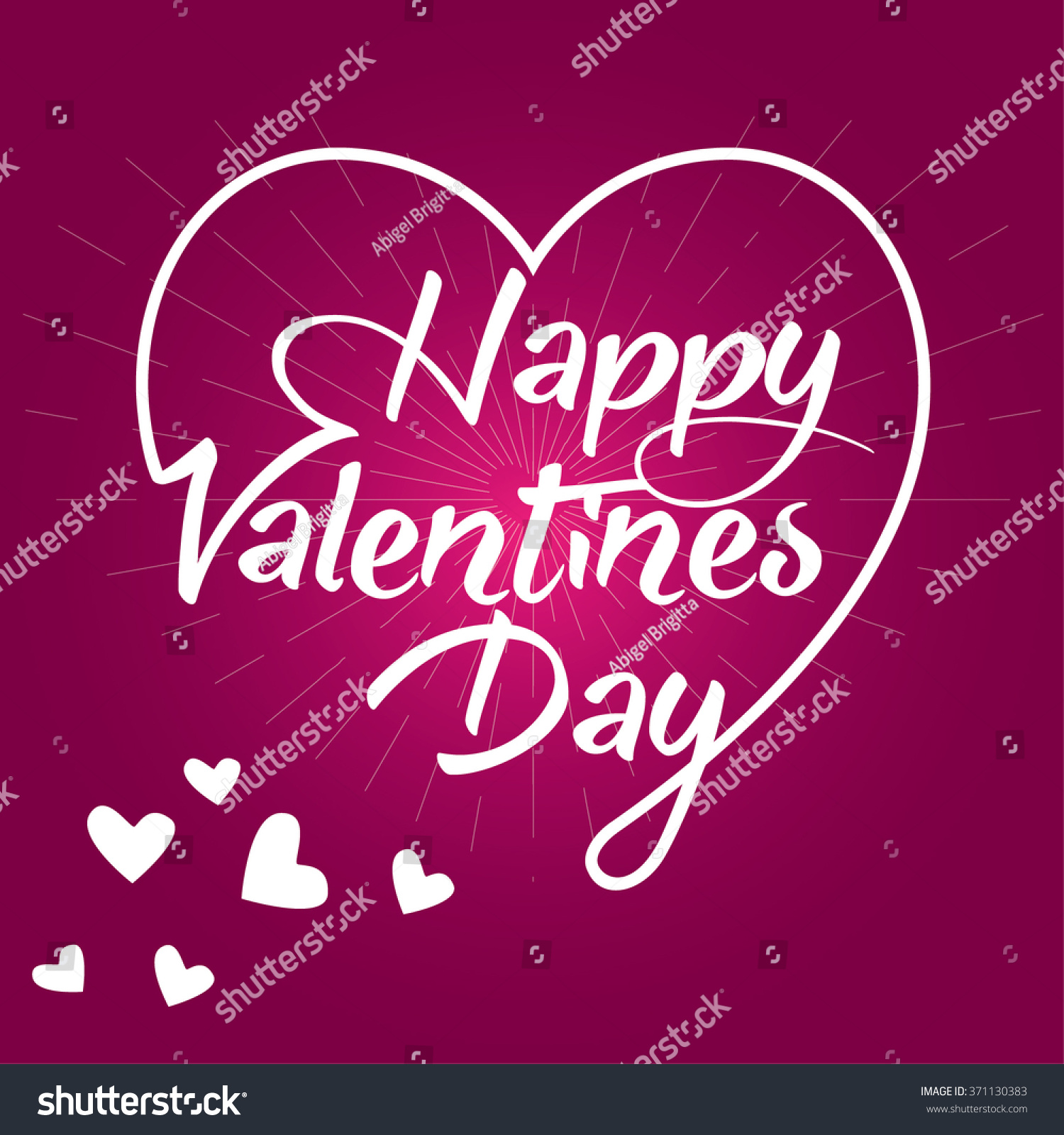 Happy Valentine February 14 heart shaped lettering greeting card #371130383