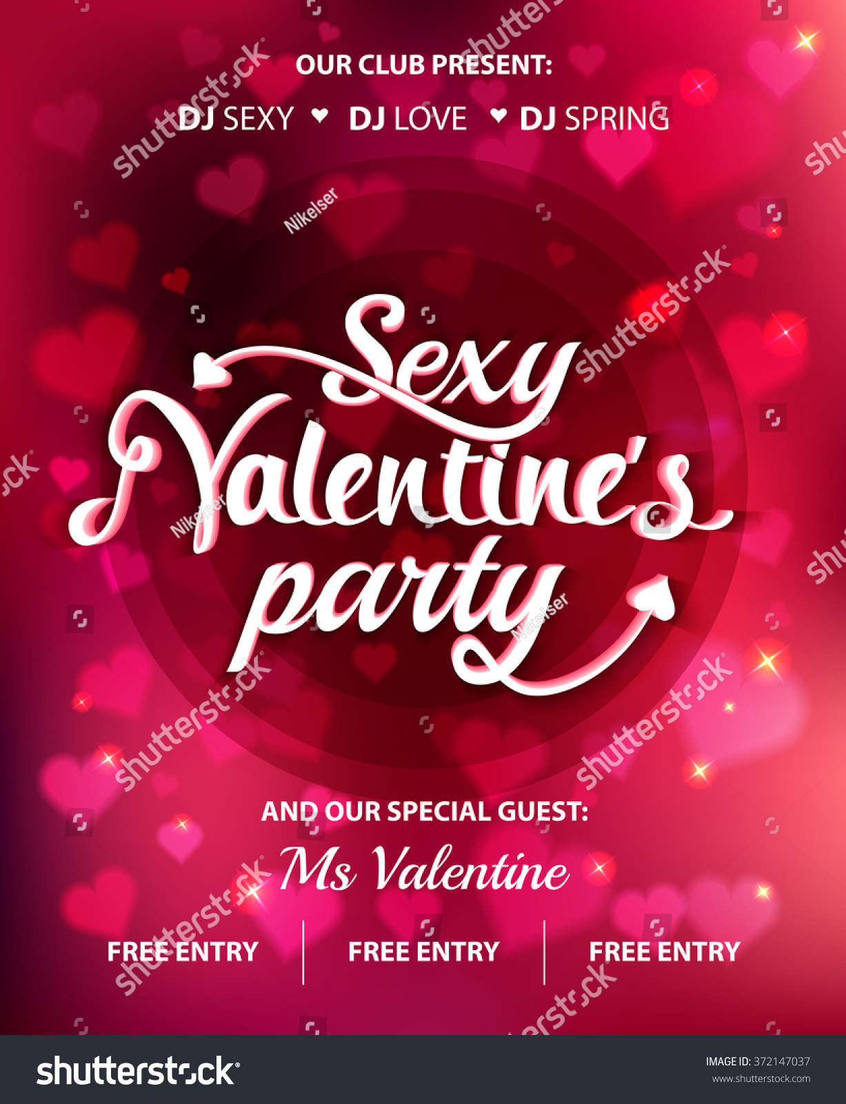 Sexy Valentines Day Party Flyer Vector Royalty Free Stock Vector 372147037