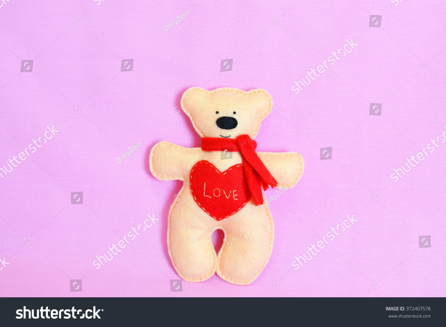 Beige felt Teddy bear - handmade soft toy #372407578