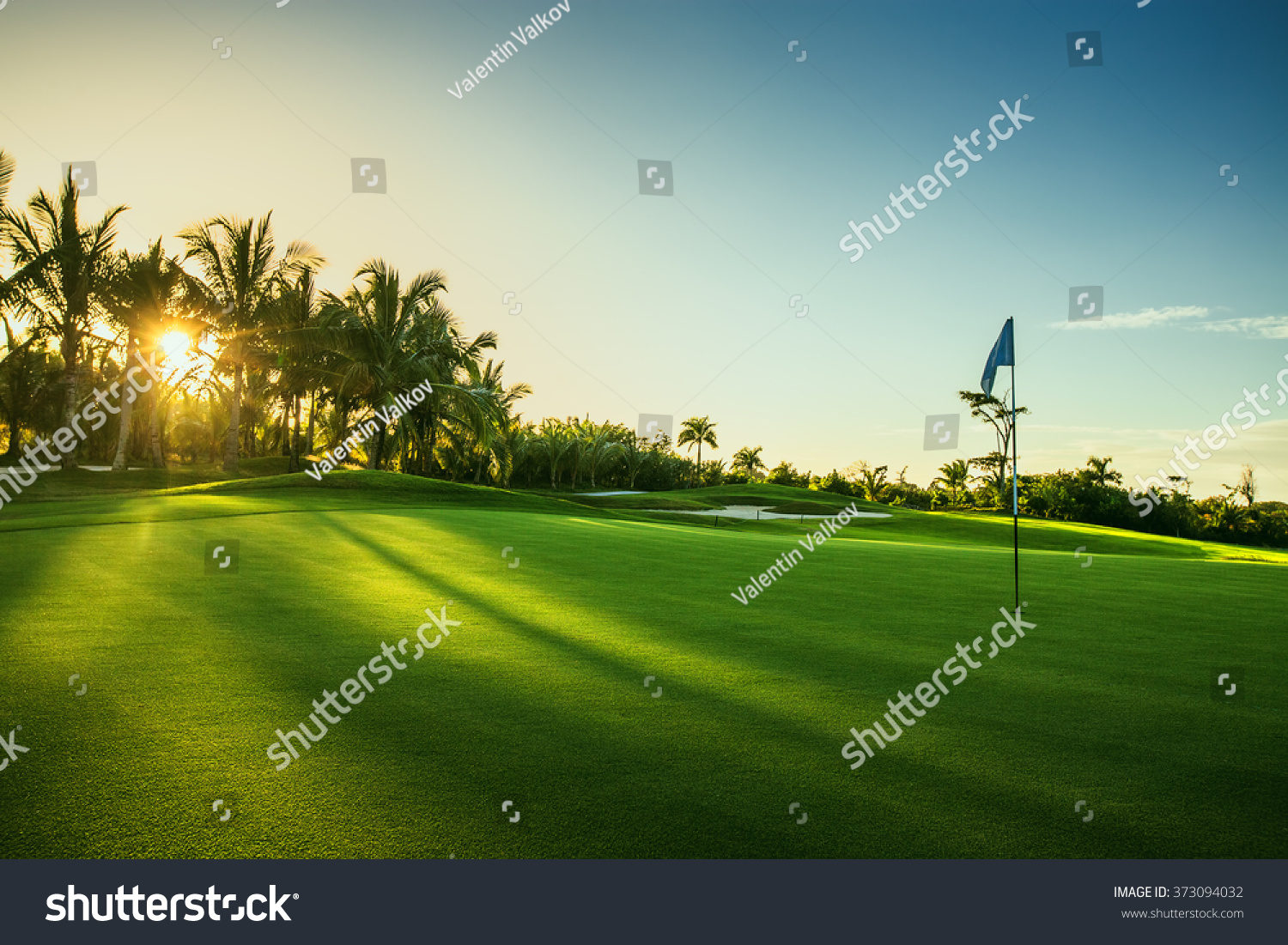 Golf course in the countryside #373094032
