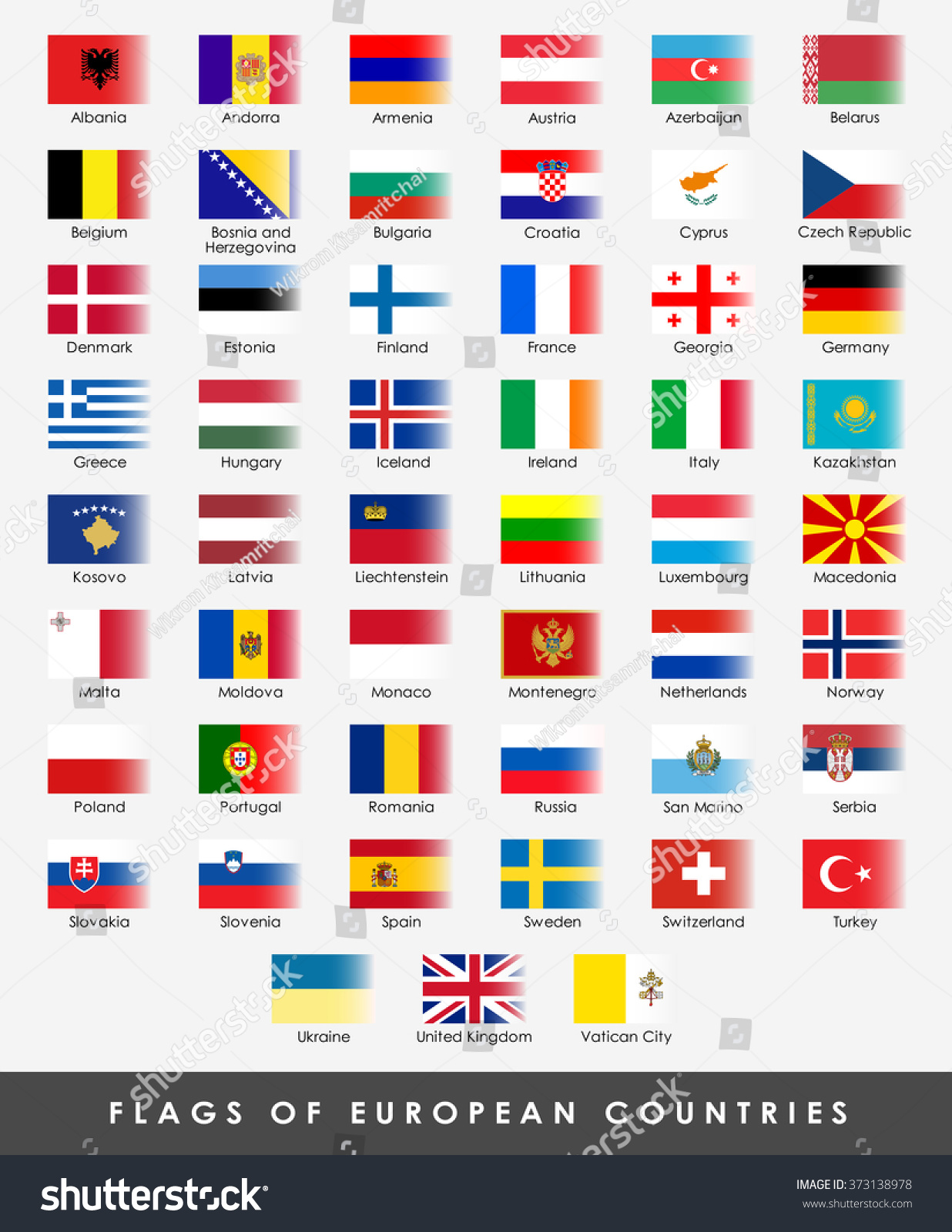 51 flags of all the european countries on light - Royalty Free Stock ...