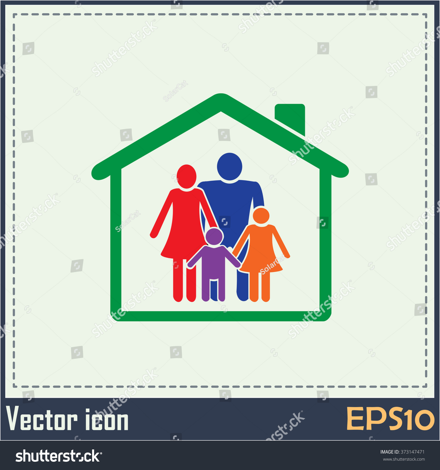 Happy Family Icon In Simple Figures, Dad, Mom - Royalty Free Stock ...