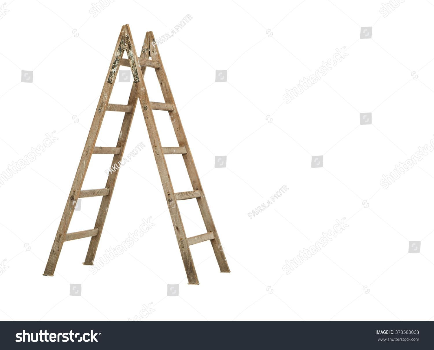 wooden ladder on white background
 #373583068