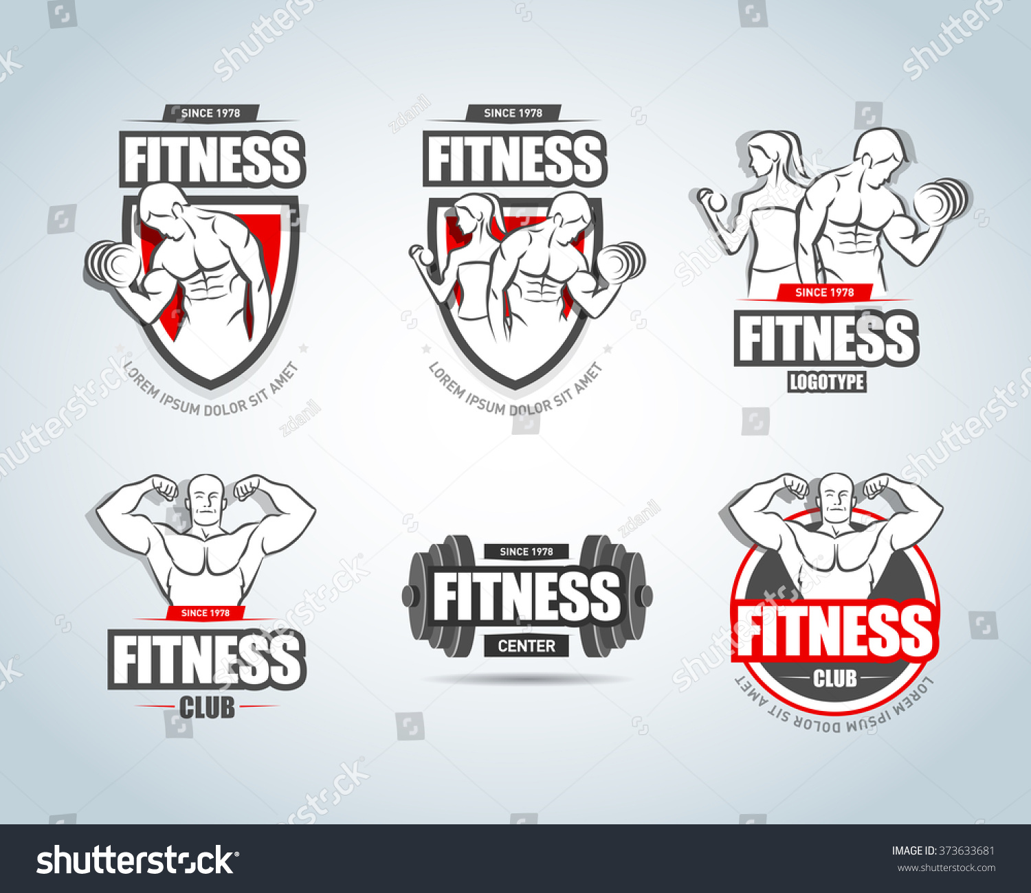 Fitness Logo Templates Set Gym Club Logotypes Royalty Free Stock Vector Avopix Com