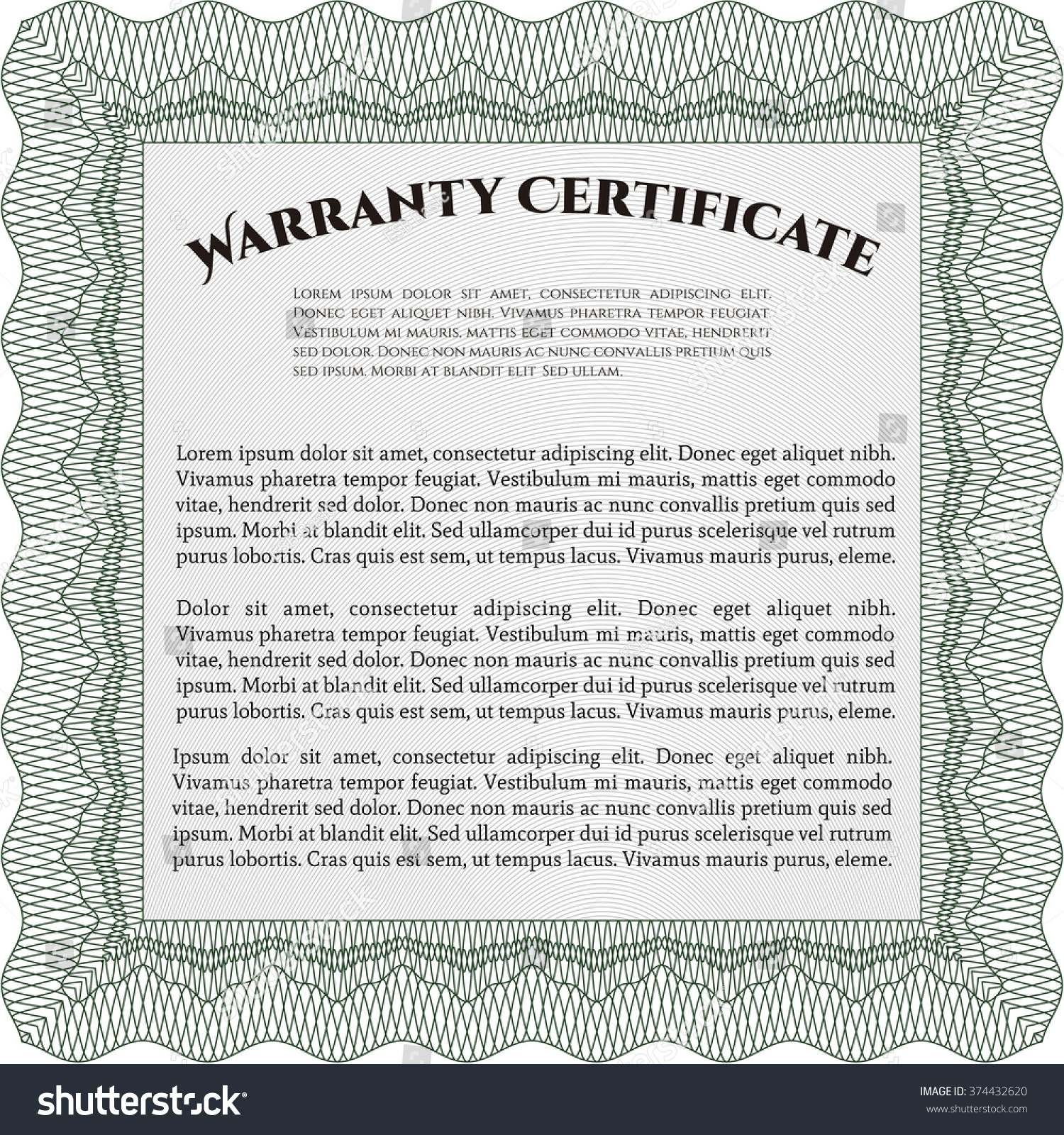 Sample Warranty certificate. With complex linear - Royalty Free Stock ...